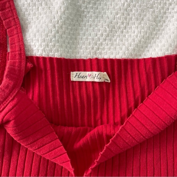 Red Rib Knit Crop Top - Picture 6 of 6